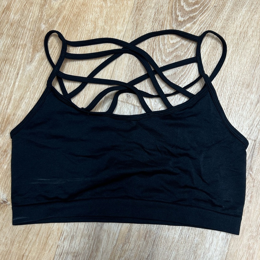 ZENANA black, strappy bralette. Small. Soft, stretchy, comfortable!